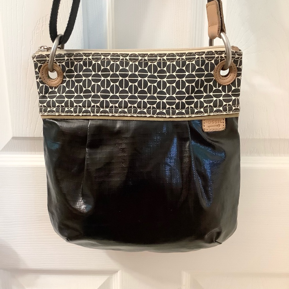 Fossil Key-Per Black Coated Canvas Crossbody Bag - image 3